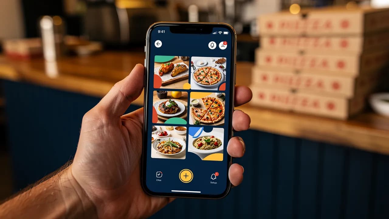 Eigene Domain fürs Bestellsystem: Handy mit der Bestellseite eines Restaurants unter eigener Adresse