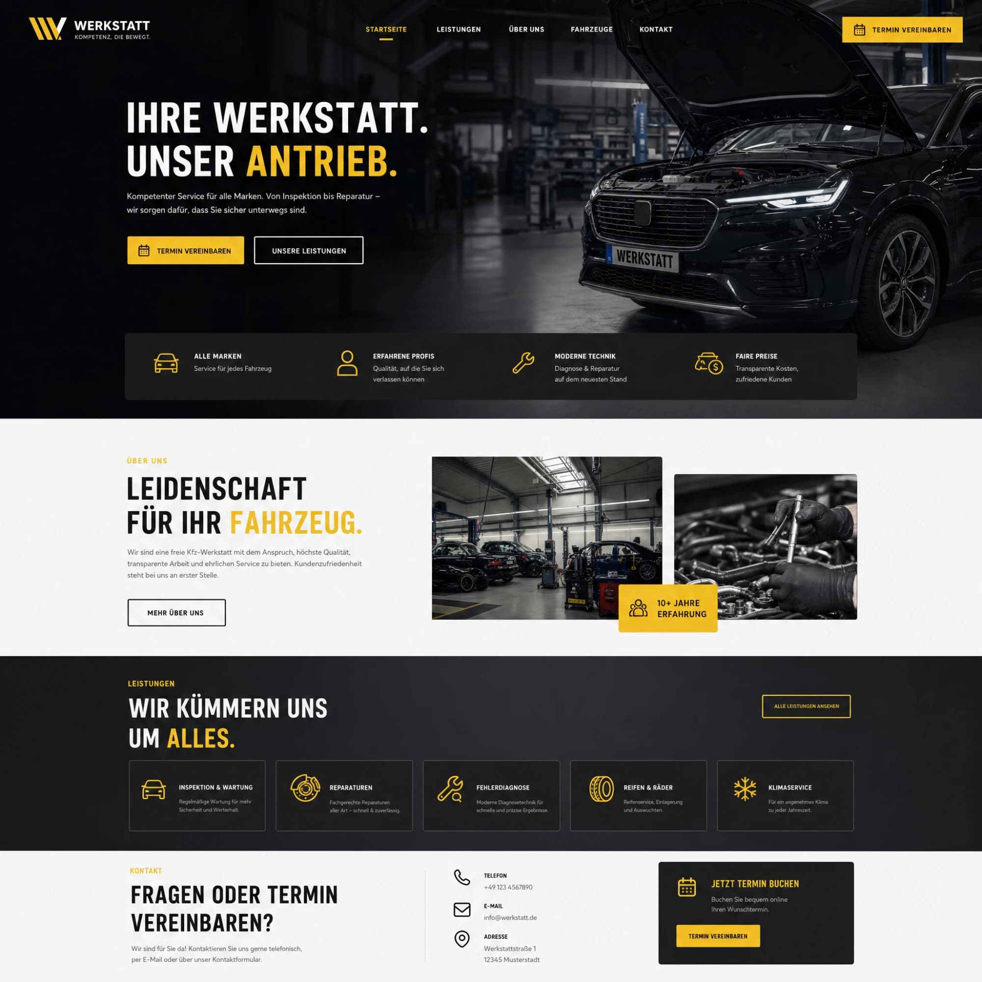 Entwurf einer Webseite für eine freie Kfz-Werkstatt