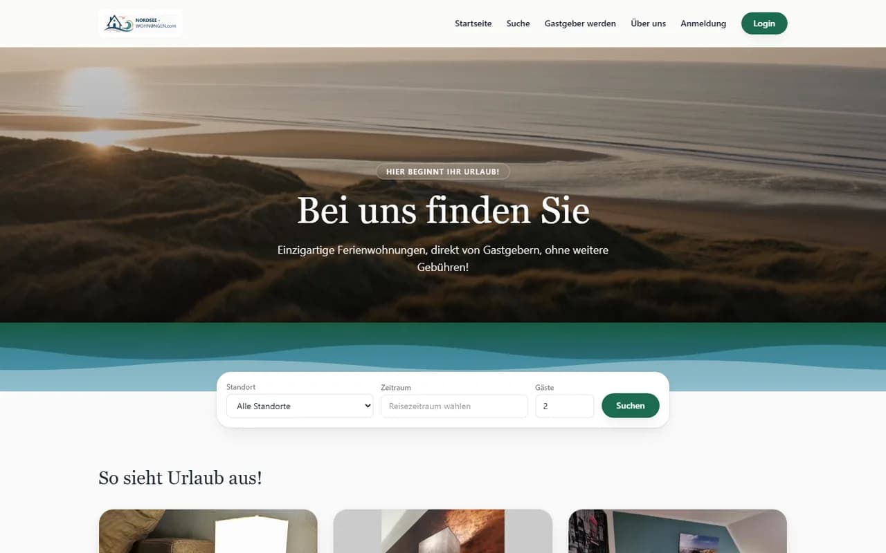 Startseite von Nordsee-Wohnungen.com